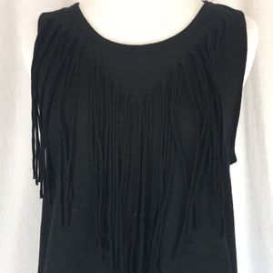 Express black top with fringe